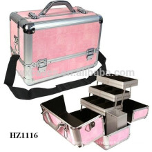 strong aluminum cosmetic case with shoulder strap HZ1116